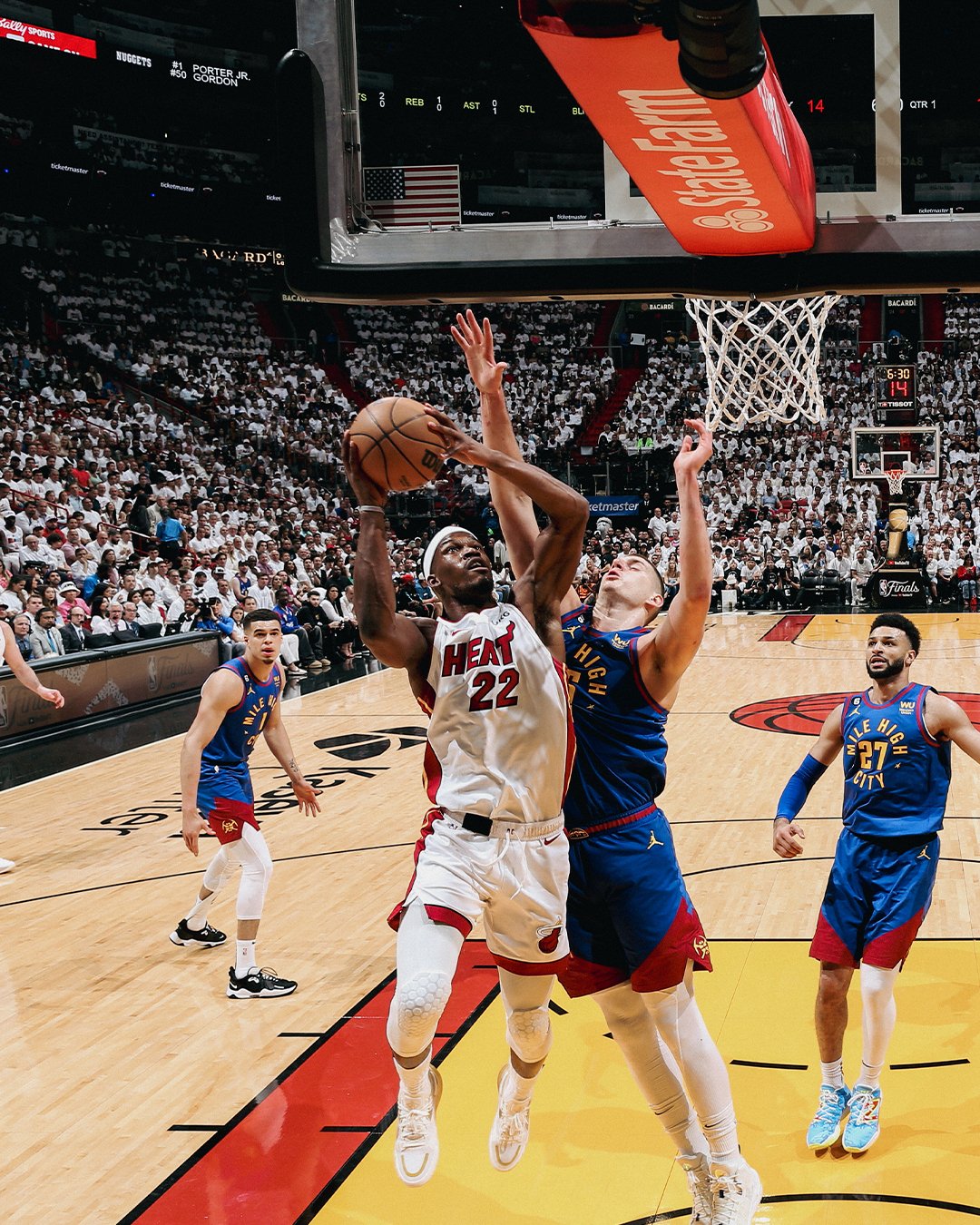 The Miami Heat in the 2023 NBA Finals agains the Denver Nuggets. 